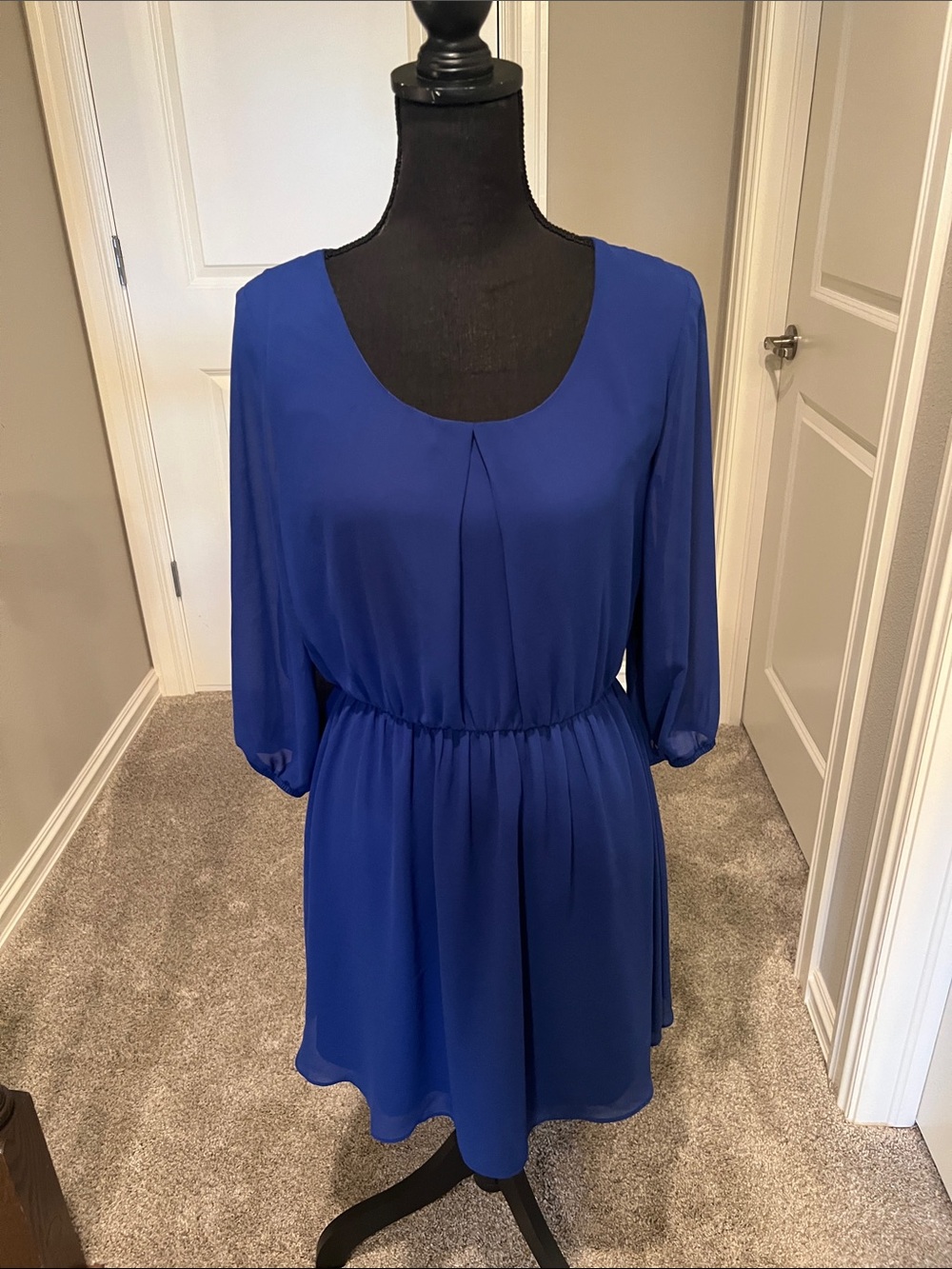 by & by Cobalt Blue Scoop Neck Midi Dress
